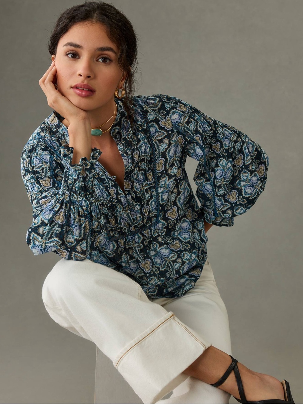Anthropologie Henley Peasant Blouse